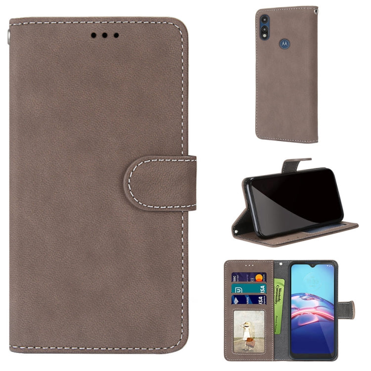 For Motorola Moto E (2020) Retro Frosted Horizontal Flip PU Leather Case with Holder & Card Slots & Wallet & Photo Frame
