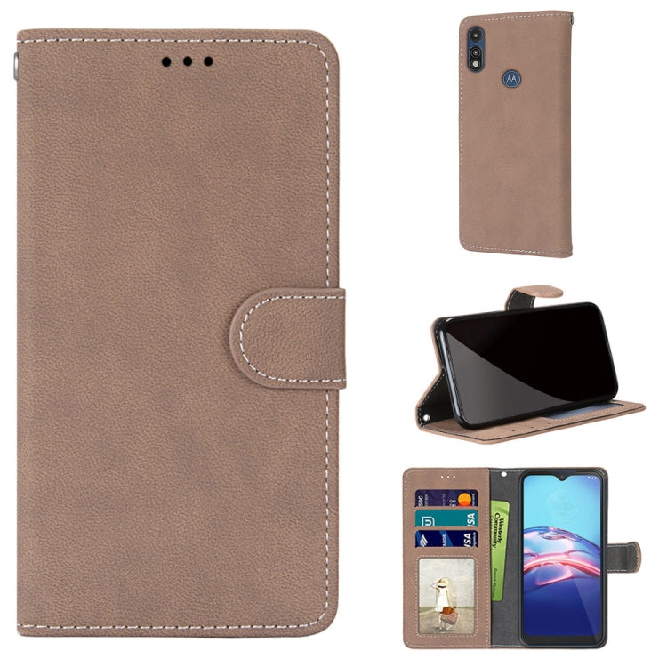 For Motorola Moto E (2020) Retro Frosted Horizontal Flip PU Leather Case with Holder & Card Slots & Wallet & Photo Frame