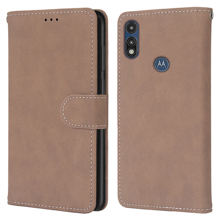For Motorola Moto E (2020) Retro Frosted Horizontal Flip PU Leather Case with Holder & Card Slots & Wallet & Photo Frame