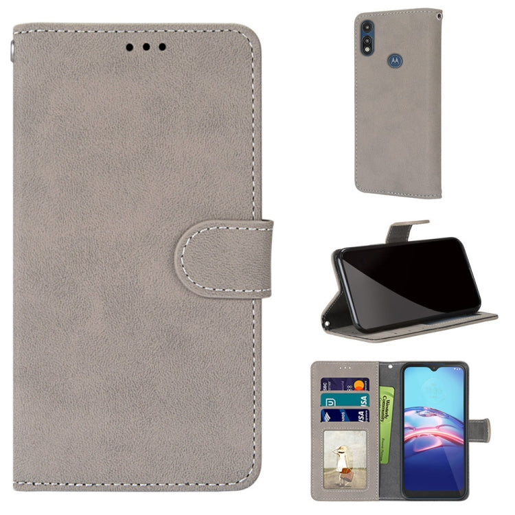 For Motorola Moto E (2020) Retro Frosted Horizontal Flip PU Leather Case with Holder & Card Slots & Wallet & Photo Frame