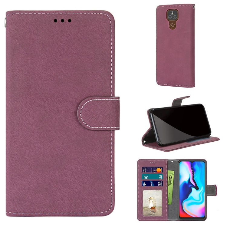 For Motorola Moto E7 Plus / G9 Play / G9 Retro Frosted Horizontal Flip PU Leather Case with Holder & Card Slots & Wallet & Photo Frame