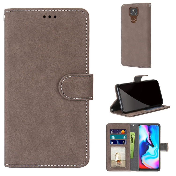 For Motorola Moto E7 Plus / G9 Play / G9 Retro Frosted Horizontal Flip PU Leather Case with Holder & Card Slots & Wallet & Photo Frame