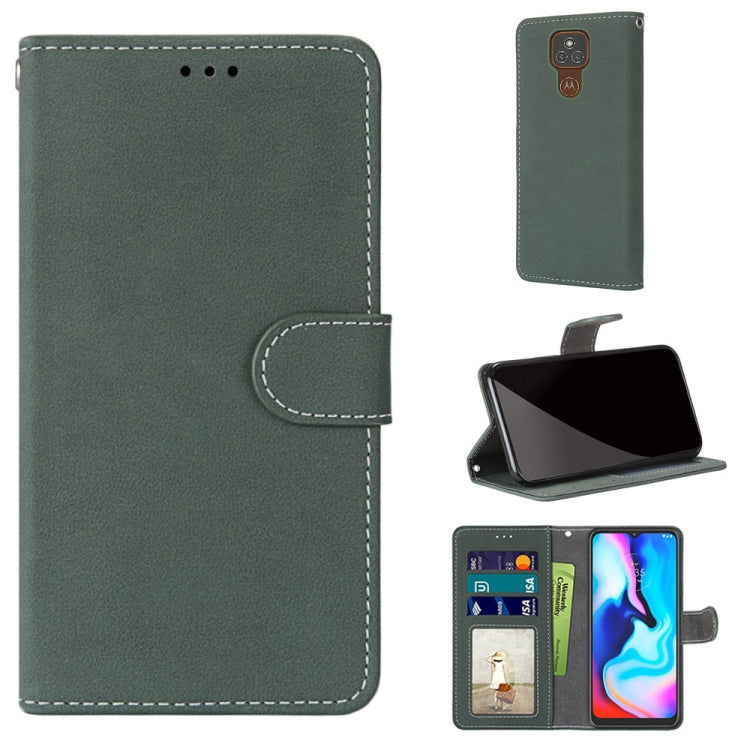 For Motorola Moto E7 Plus / G9 Play / G9 Retro Frosted Horizontal Flip PU Leather Case with Holder & Card Slots & Wallet & Photo Frame