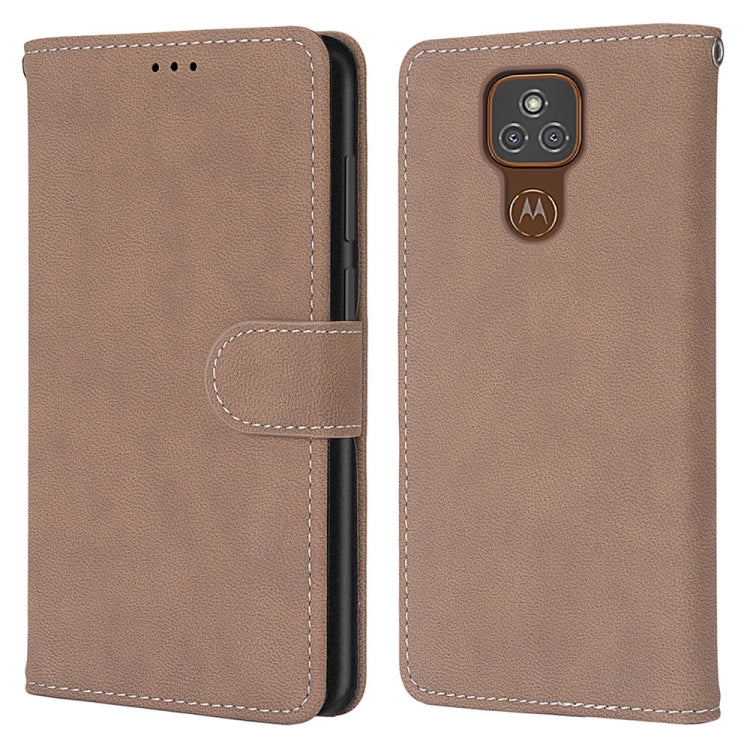 For Motorola Moto E7 Plus / G9 Play / G9 Retro Frosted Horizontal Flip PU Leather Case with Holder & Card Slots & Wallet & Photo Frame