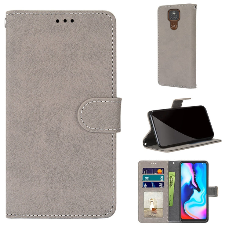 For Motorola Moto E7 Plus / G9 Play / G9 Retro Frosted Horizontal Flip PU Leather Case with Holder & Card Slots & Wallet & Photo Frame
