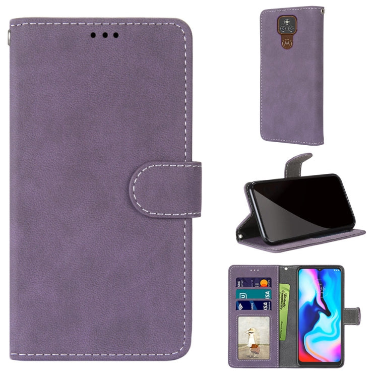 For Motorola Moto E7 Plus / G9 Play / G9 Retro Frosted Horizontal Flip PU Leather Case with Holder & Card Slots & Wallet & Photo Frame