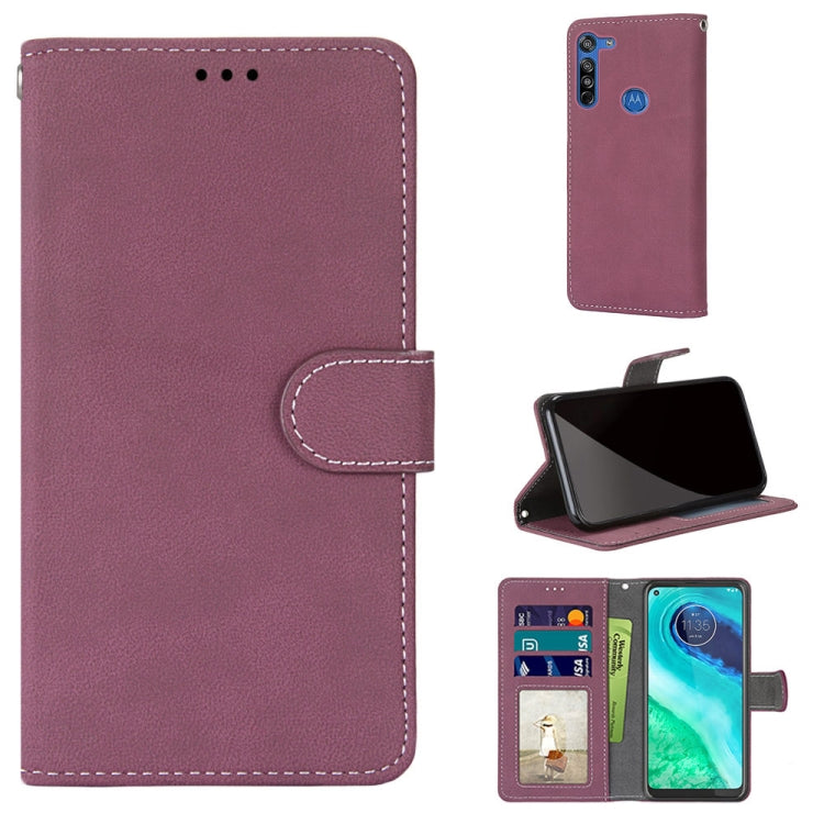 For Motorola Moto G8 Retro Frosted Horizontal Flip PU Leather Case with Holder & Card Slots & Wallet & Photo Frame