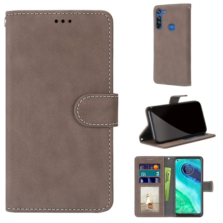 For Motorola Moto G8 Retro Frosted Horizontal Flip PU Leather Case with Holder & Card Slots & Wallet & Photo Frame