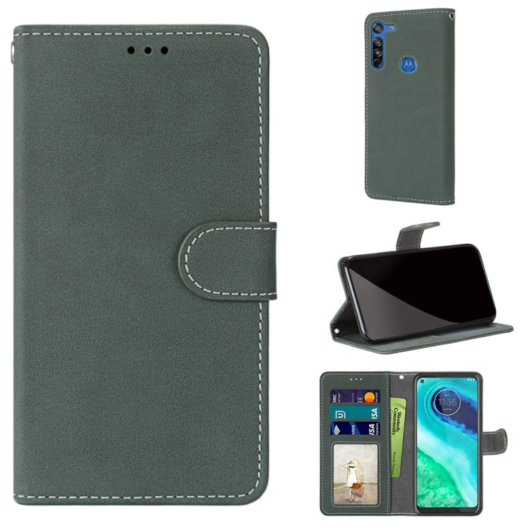 For Motorola Moto G8 Retro Frosted Horizontal Flip PU Leather Case with Holder & Card Slots & Wallet & Photo Frame