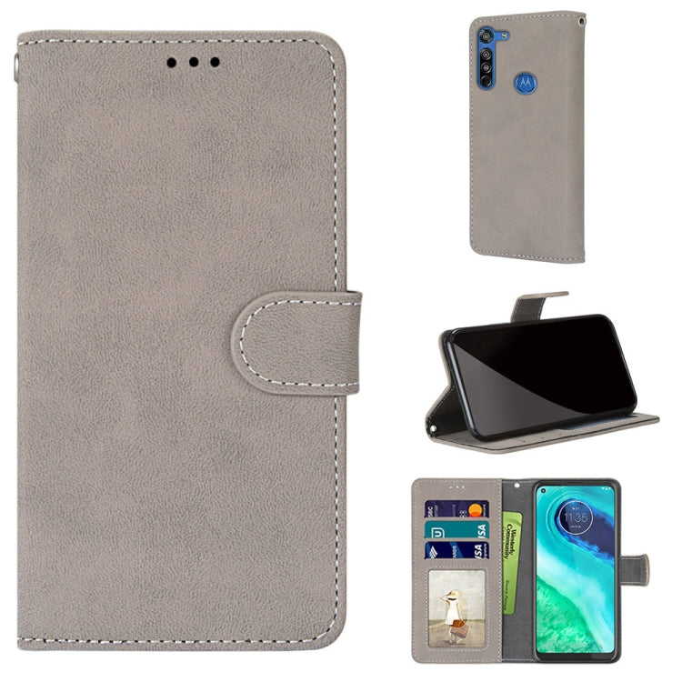 For Motorola Moto G8 Retro Frosted Horizontal Flip PU Leather Case with Holder & Card Slots & Wallet & Photo Frame