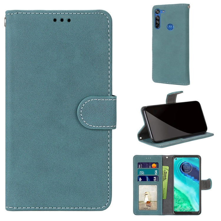 For Motorola Moto G8 Retro Frosted Horizontal Flip PU Leather Case with Holder & Card Slots & Wallet & Photo Frame