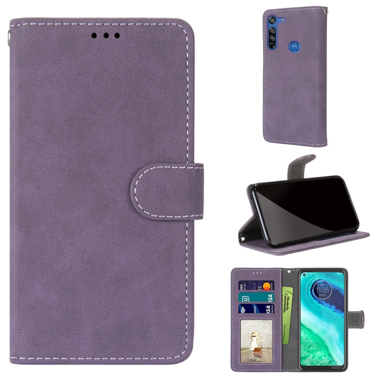 For Motorola Moto G8 Retro Frosted Horizontal Flip PU Leather Case with Holder & Card Slots & Wallet & Photo Frame