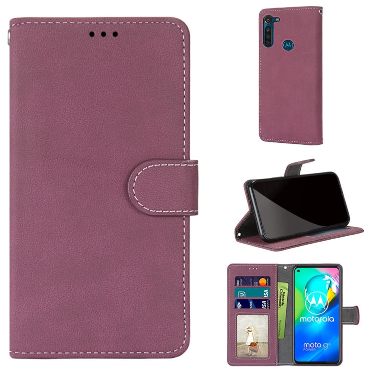 For Motorola Moto G8 Power Retro Frosted Horizontal Flip PU Leather Case with Holder & Card Slots & Wallet & Photo Frame