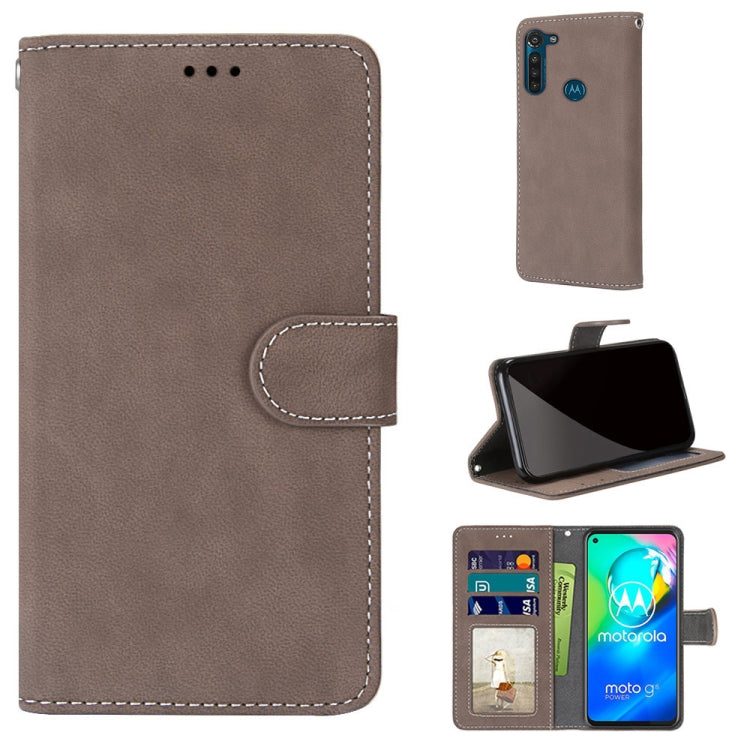 For Motorola Moto G8 Power Retro Frosted Horizontal Flip PU Leather Case with Holder & Card Slots & Wallet & Photo Frame