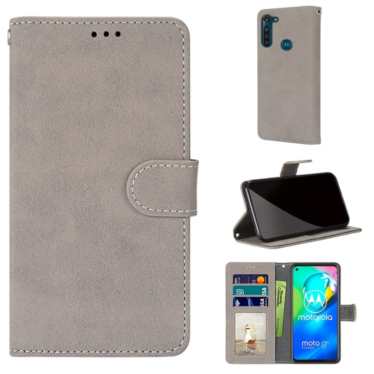 For Motorola Moto G8 Power Retro Frosted Horizontal Flip PU Leather Case with Holder & Card Slots & Wallet & Photo Frame