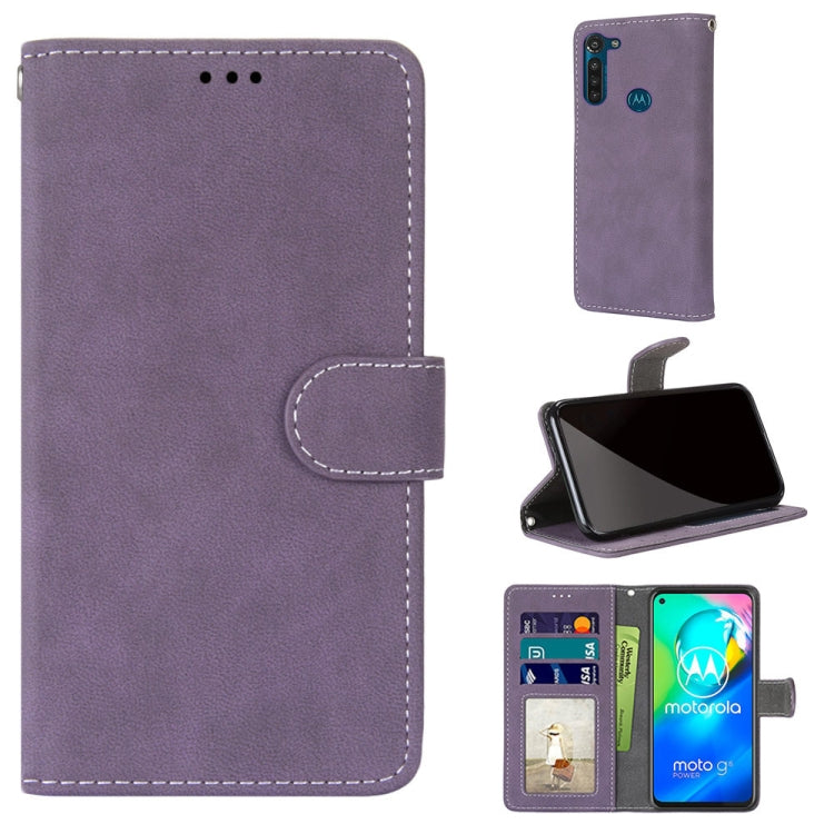 For Motorola Moto G8 Power Retro Frosted Horizontal Flip PU Leather Case with Holder & Card Slots & Wallet & Photo Frame