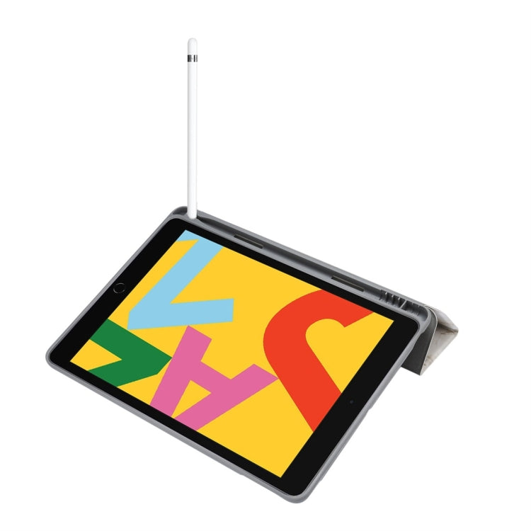 For iPad 10.2 inch Marble Texture Pattern Horizontal Flip Leather Case, with Three-folding Holder & Pen Slot & Sleep / Wake-up Function