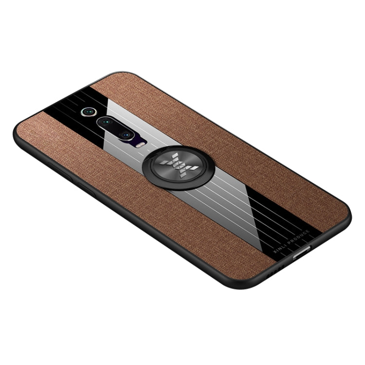 For Xiaomi Mi 9T / Redmi K20 XINLI Stitching Cloth Texture Shockproof TPU Protective Case with Ring Holder