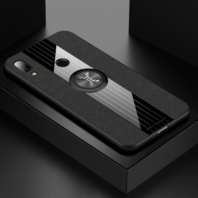 For Xiaomi Redmi Note 7 XINLI Stitching Cloth Texture Shockproof TPU Protective Case with Ring Holder
