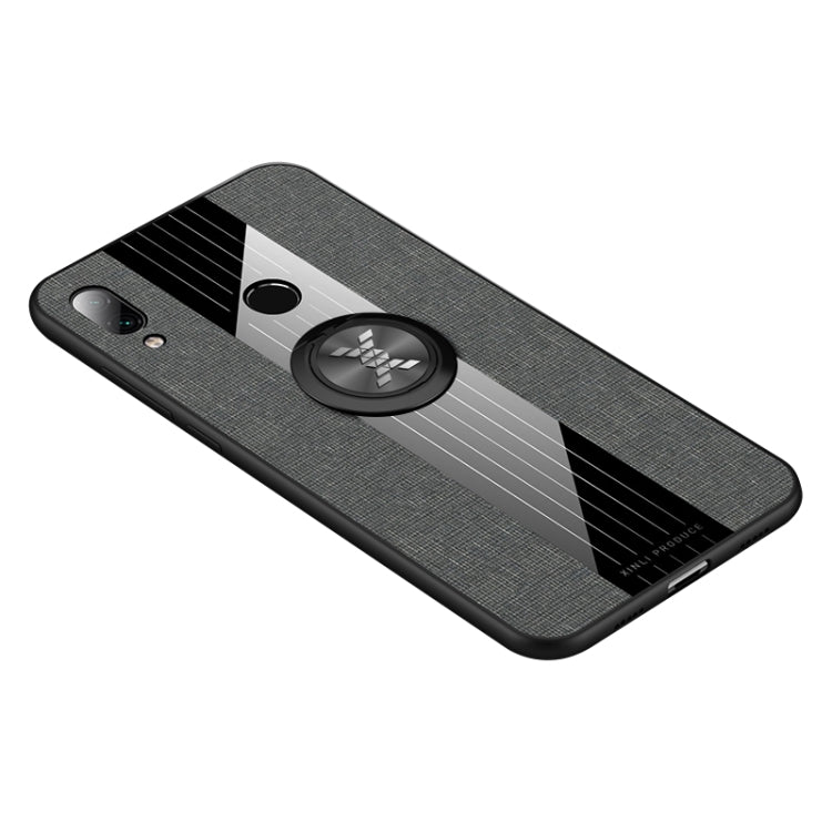 For Xiaomi Redmi Note 7 XINLI Stitching Cloth Texture Shockproof TPU Protective Case with Ring Holder