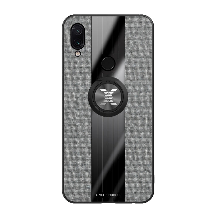 For Xiaomi Redmi Note 7 XINLI Stitching Cloth Texture Shockproof TPU Protective Case with Ring Holder