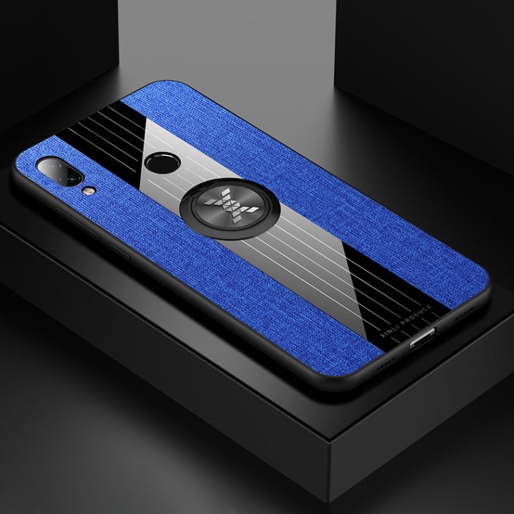 For Xiaomi Redmi Note 7 XINLI Stitching Cloth Texture Shockproof TPU Protective Case with Ring Holder