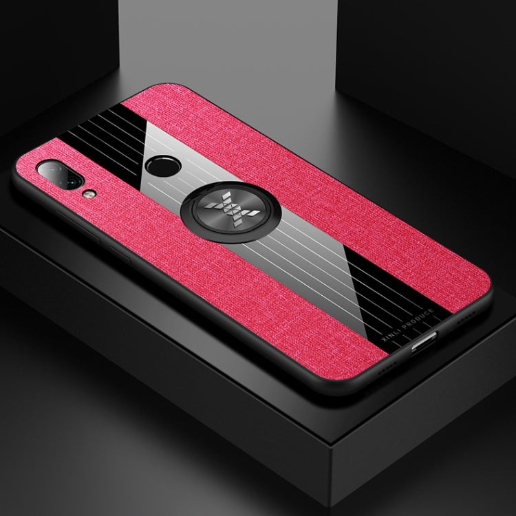 For Xiaomi Redmi Note 7 XINLI Stitching Cloth Texture Shockproof TPU Protective Case with Ring Holder