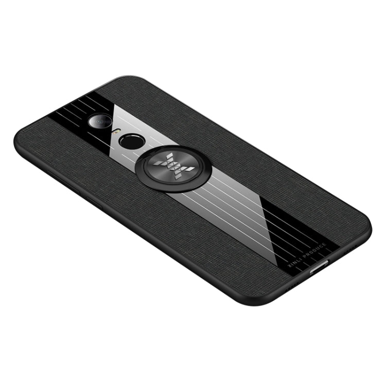 For Xiaomi Redmi 5 Plus XINLI Stitching Cloth Texture Shockproof TPU Protective Case with Ring Holder