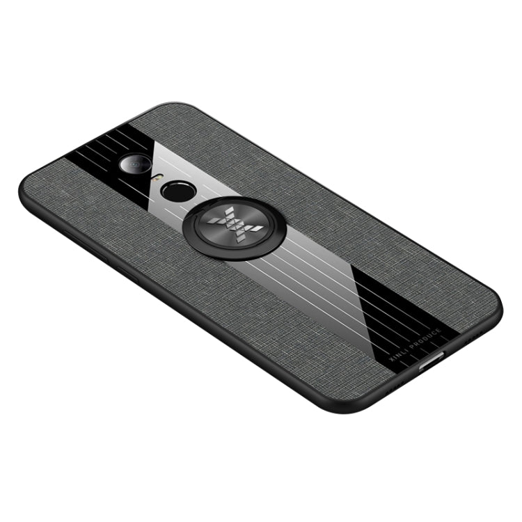 For Xiaomi Redmi 5 Plus XINLI Stitching Cloth Texture Shockproof TPU Protective Case with Ring Holder