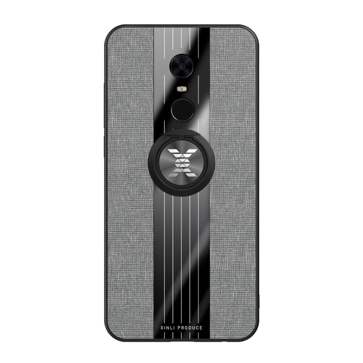For Xiaomi Redmi 5 Plus XINLI Stitching Cloth Texture Shockproof TPU Protective Case with Ring Holder
