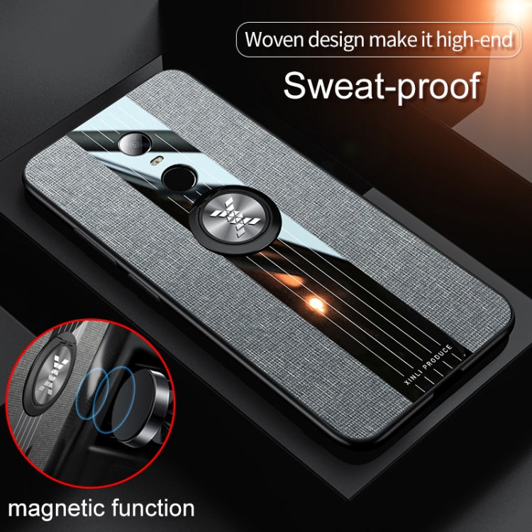 For Xiaomi Redmi 5 Plus XINLI Stitching Cloth Texture Shockproof TPU Protective Case with Ring Holder