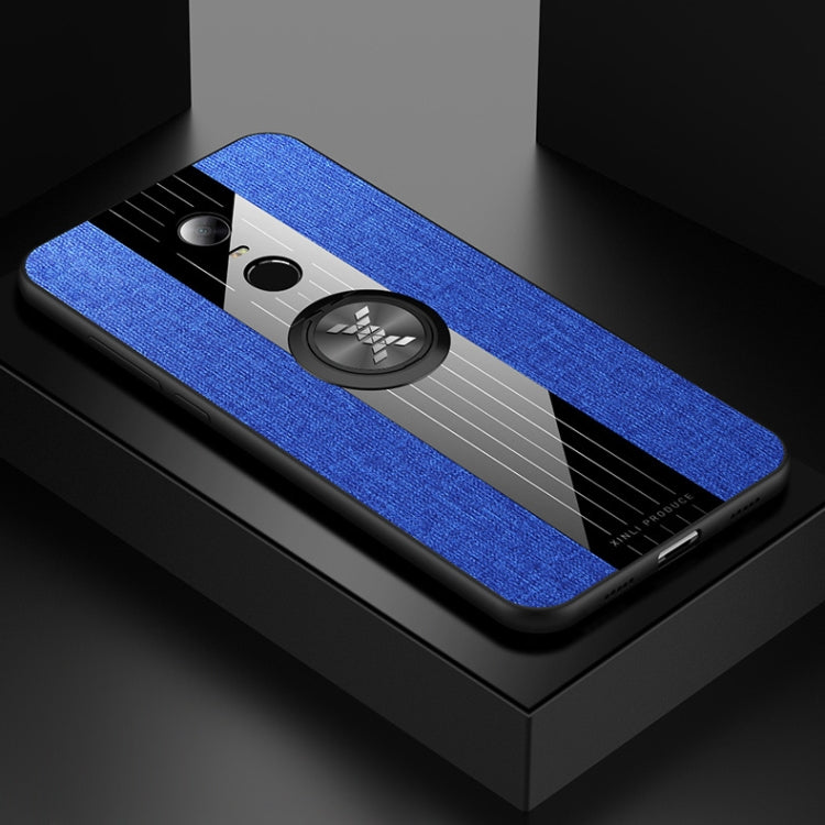 For Xiaomi Redmi 5 Plus XINLI Stitching Cloth Texture Shockproof TPU Protective Case with Ring Holder
