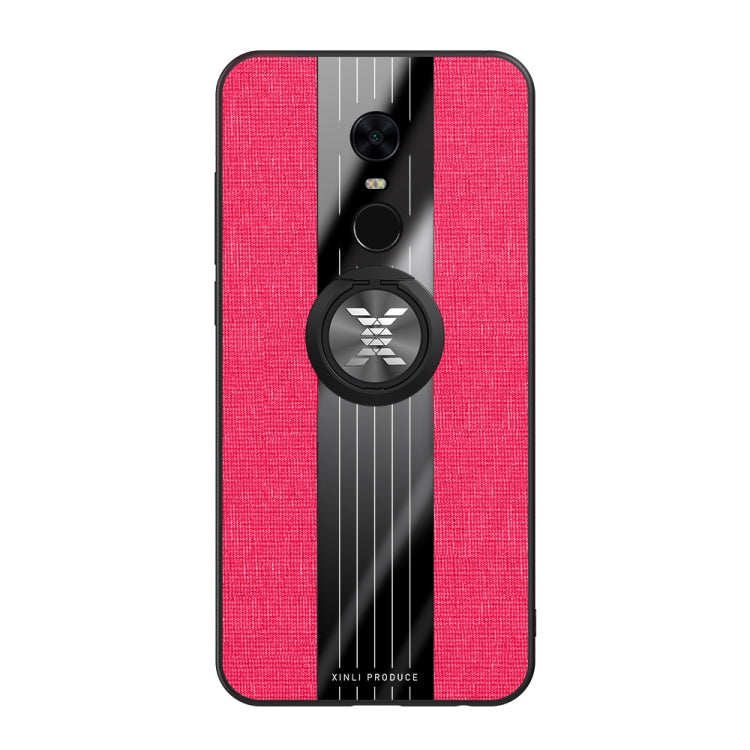 For Xiaomi Redmi 5 Plus XINLI Stitching Cloth Texture Shockproof TPU Protective Case with Ring Holder