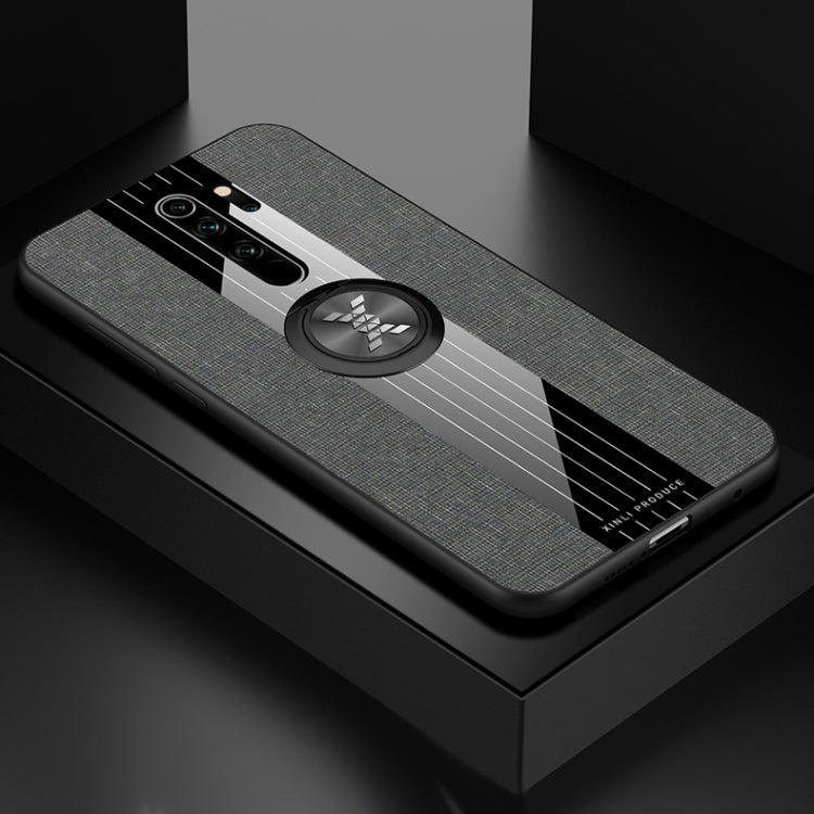For Xiaomi Redmi Note 8 Pro XINLI Stitching Cloth Texture Shockproof TPU Protective Case with Ring Holder