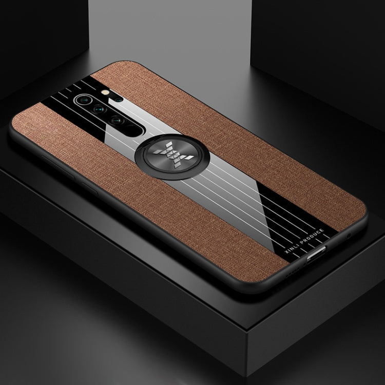 For Xiaomi Redmi Note 8 Pro XINLI Stitching Cloth Texture Shockproof TPU Protective Case with Ring Holder