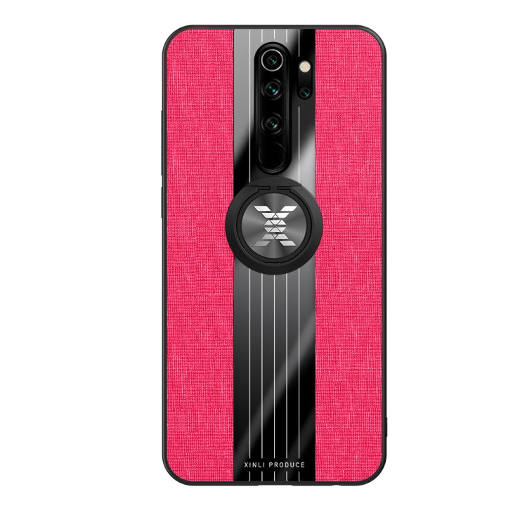 For Xiaomi Redmi Note 8 Pro XINLI Stitching Cloth Texture Shockproof TPU Protective Case with Ring Holder