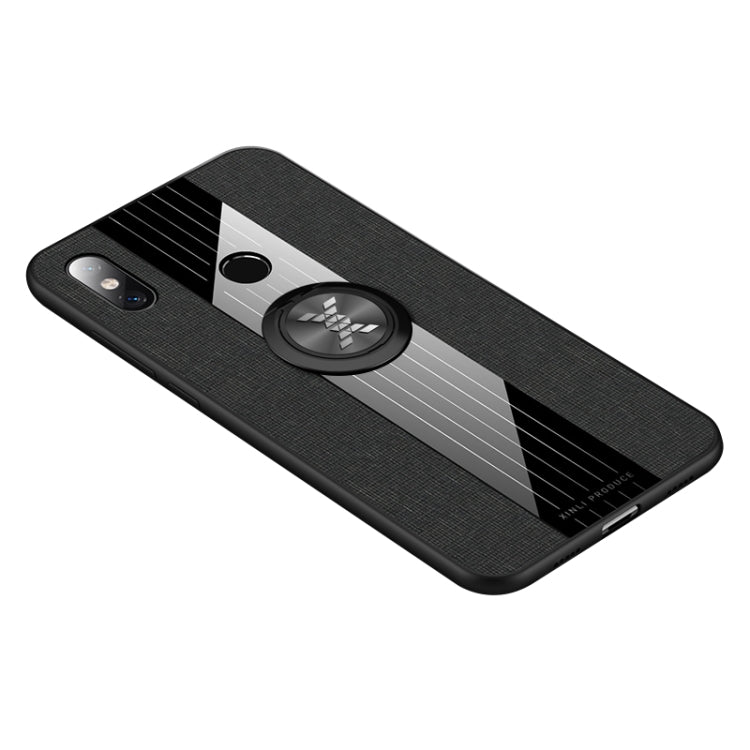 For Xiaomi Mi 8 XINLI Stitching Cloth Texture Shockproof TPU Protective Case with Ring Holder