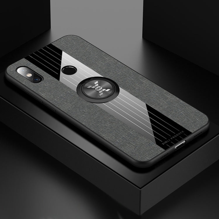 For Xiaomi Mi 8 XINLI Stitching Cloth Texture Shockproof TPU Protective Case with Ring Holder