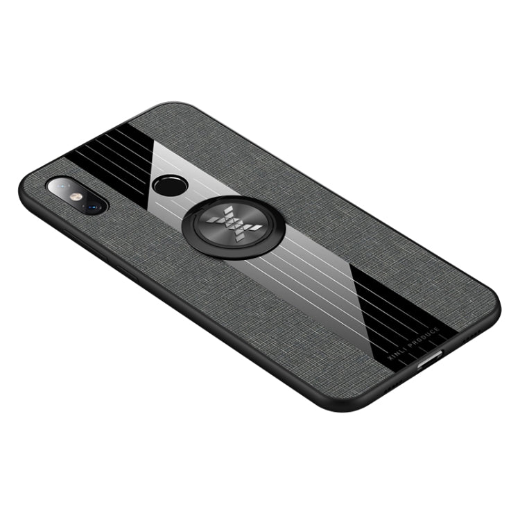 For Xiaomi Mi 8 XINLI Stitching Cloth Texture Shockproof TPU Protective Case with Ring Holder
