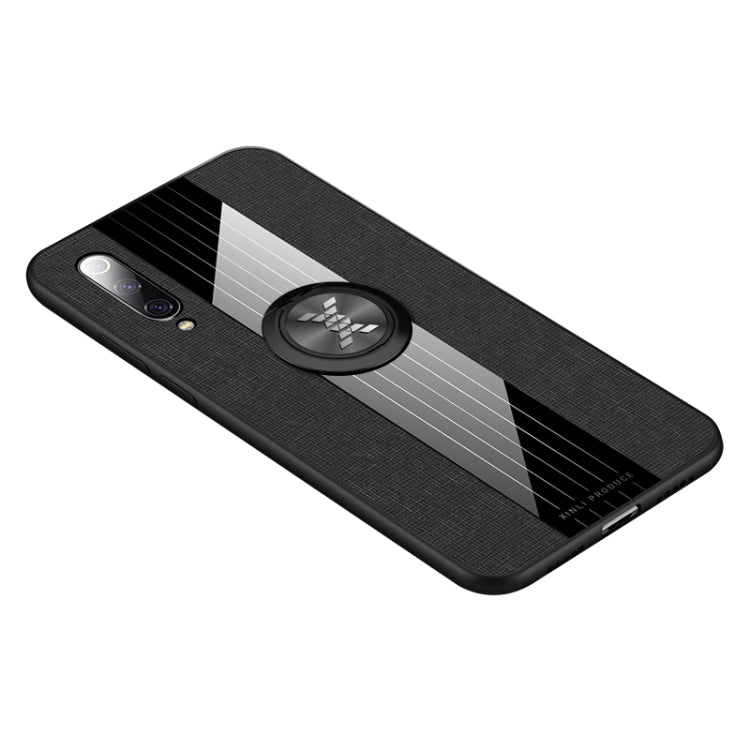 For Xiaomi Mi 9 XINLI Stitching Cloth Texture Shockproof TPU Protective Case with Ring Holder