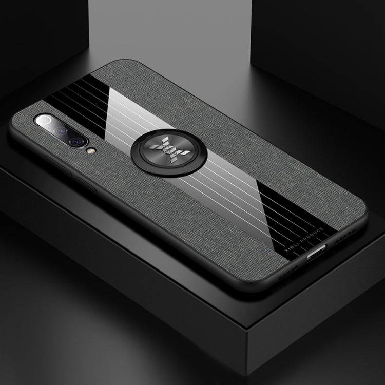 For Xiaomi Mi 9 XINLI Stitching Cloth Texture Shockproof TPU Protective Case with Ring Holder