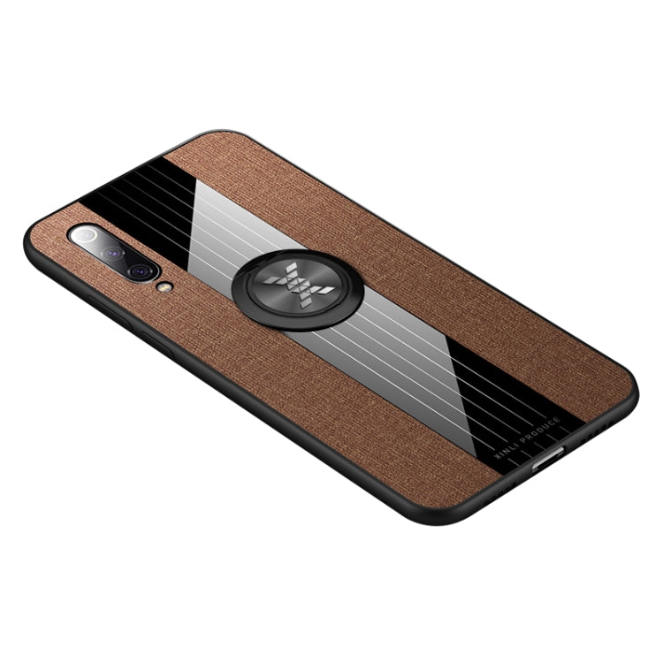 For Xiaomi Mi 9 XINLI Stitching Cloth Texture Shockproof TPU Protective Case with Ring Holder