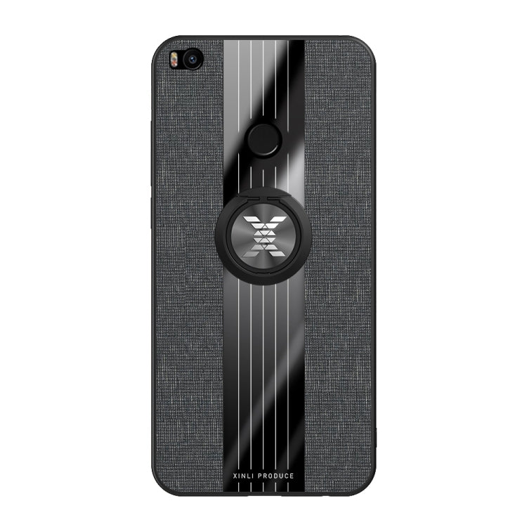 For Xiaomi Mi Max 2 XINLI Stitching Cloth Texture Shockproof TPU Protective Case with Ring Holder