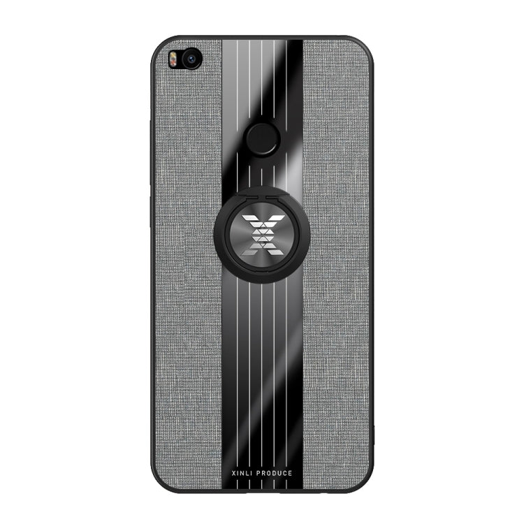 For Xiaomi Mi Max 2 XINLI Stitching Cloth Texture Shockproof TPU Protective Case with Ring Holder