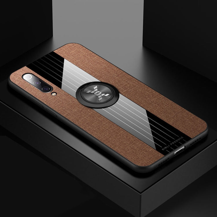 For Xiaomi Mi 9 SE XINLI Stitching Cloth Texture Shockproof TPU Protective Case with Ring Holder