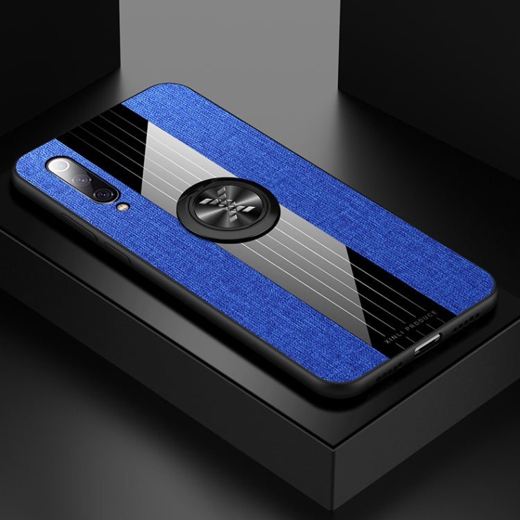 For Xiaomi Mi 9 SE XINLI Stitching Cloth Texture Shockproof TPU Protective Case with Ring Holder