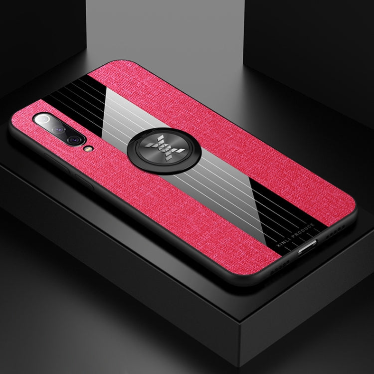 For Xiaomi Mi 9 SE XINLI Stitching Cloth Texture Shockproof TPU Protective Case with Ring Holder