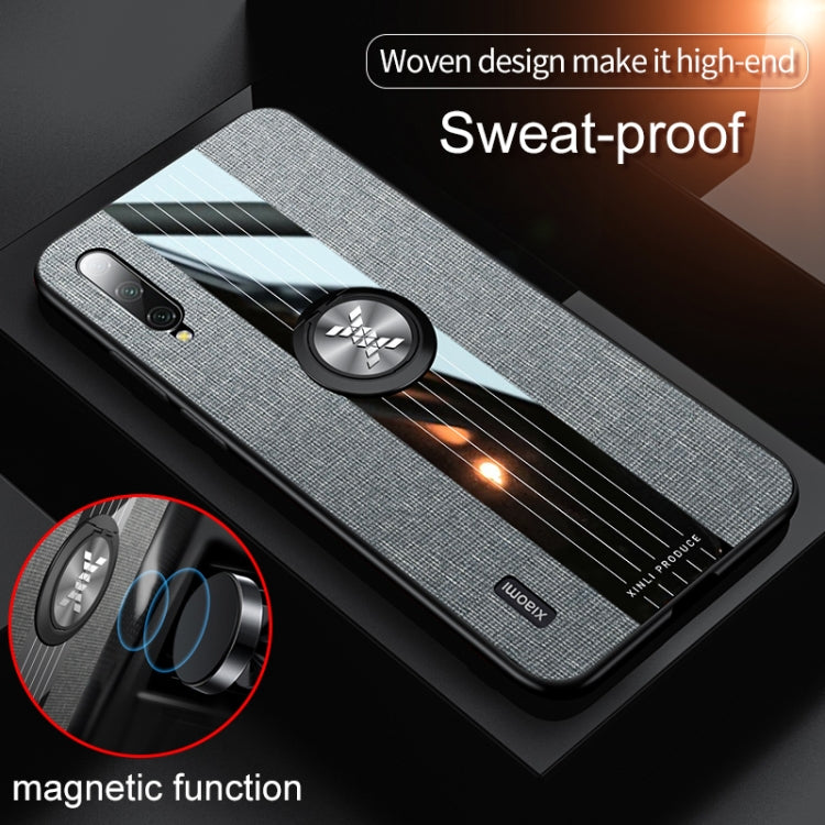 For Xiaomi Mi CC9e XINLI Stitching Cloth Texture Shockproof TPU Protective Case with Ring Holder