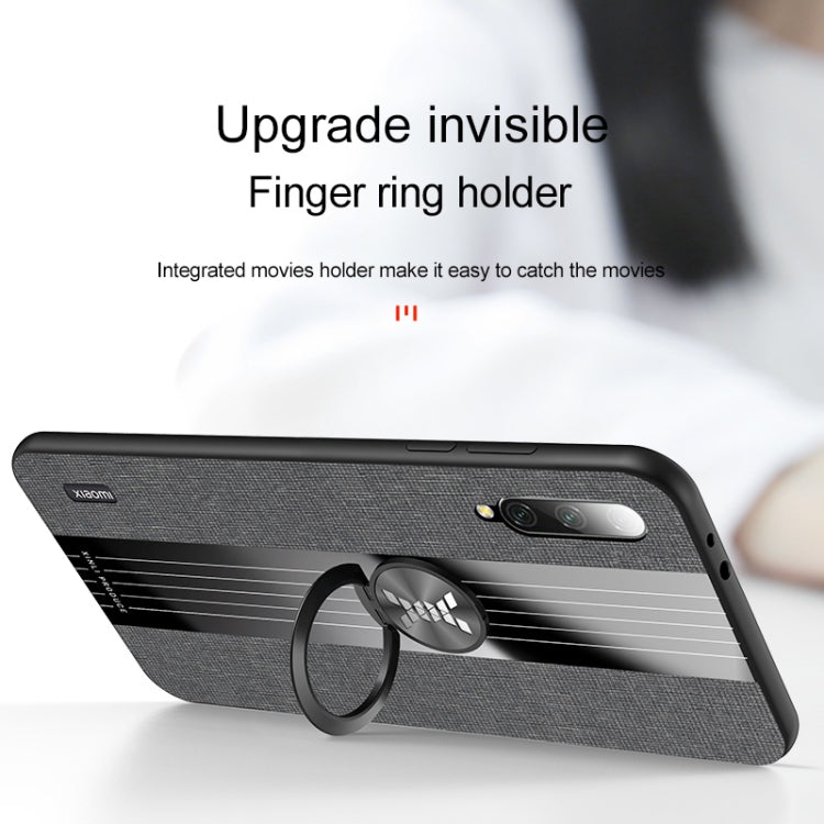 For Xiaomi Mi CC9e XINLI Stitching Cloth Texture Shockproof TPU Protective Case with Ring Holder