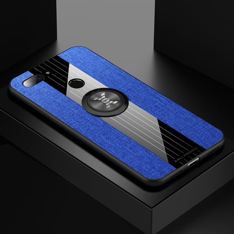 For Xiaomi Mi 8 Lite XINLI Stitching Cloth Texture Shockproof TPU Protective Case with Ring Holder